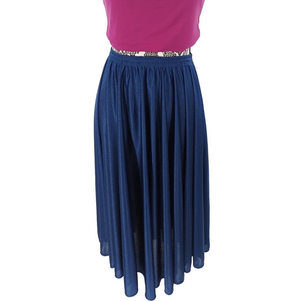 Shiny Stretch Knit Circle Swing Skirt S/M - Picture 4 of 6